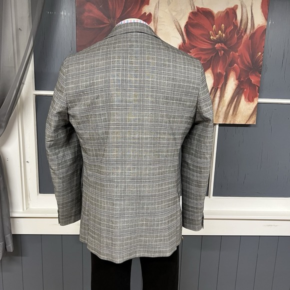 Kenneth Cole Blazer Sport Coat Mens 46L Long Slim Fit Wool Blend Stretch Gray - Picture 3 of 12